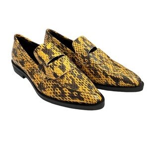 Rebecca Minkoff Women’s Yellow Pacey Snake Embossed Pointed Toe Loafers sz 9.5M